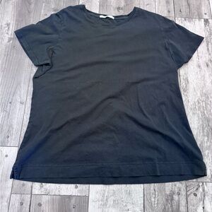 Adam Lippes Black Cotton Short Sleeve Crew Neck T Shirt 2XL